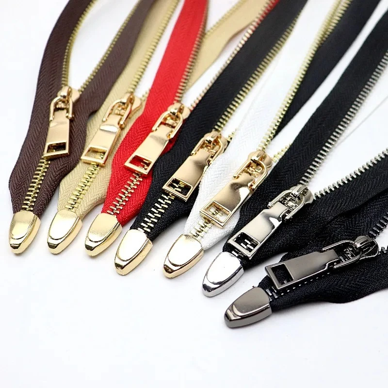 

2pcs/Lot 5# 20 8“ -55cm 22” Zipper Metal Leather Bag Slider Heavy Duty Gold Silver Black White Brown Red Craft Diy Tailor