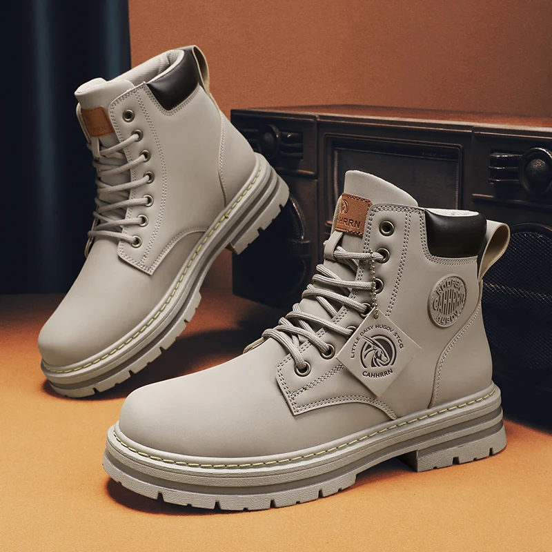 Big Size48 Men Boots Fashion Motorcycle Ankle Boots for Men Waterproof Hiking Boot Winter Chelsea Retro Boots Comfy Botas Hombre