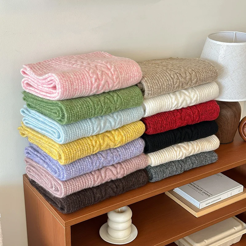 

Зимний и осенний вязаный шарф ярких цветов, корейский шерстяной утолщенный теплый шаль, студенческая пара, большой шарф, роскошная женская одежда