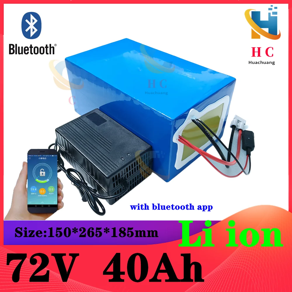 72v 40Ah li-ion battery bluetooth BMS APP lithium ion for 5000w electric snowmobile Mountain bike tractor Motorcycle scooter