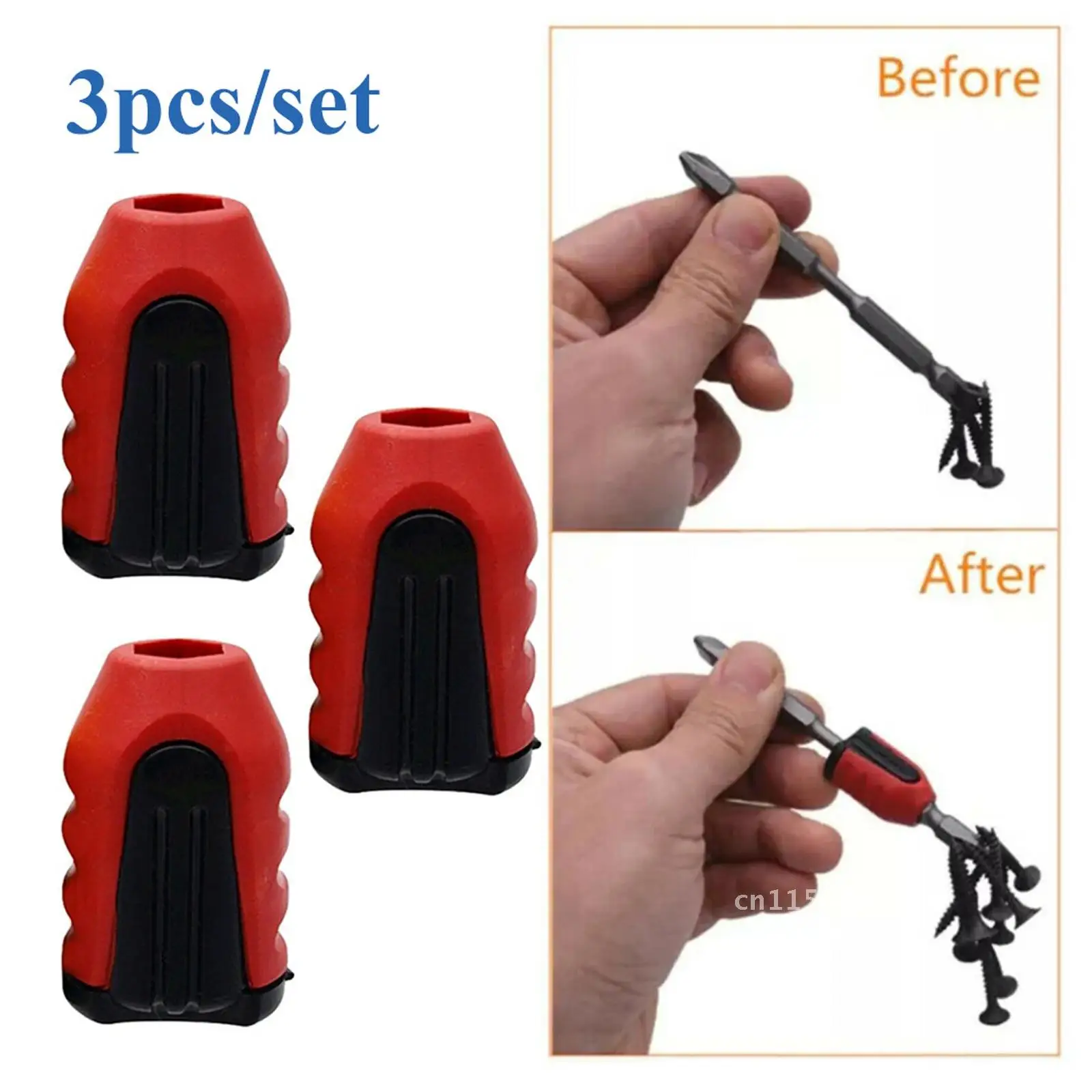 Magnetic Ring Screwdriver Bit 1/4'' Shank Screw Driver Plastic 2 in 1 Strong Magnetizer Demagnetizer for Electric Screw Bit