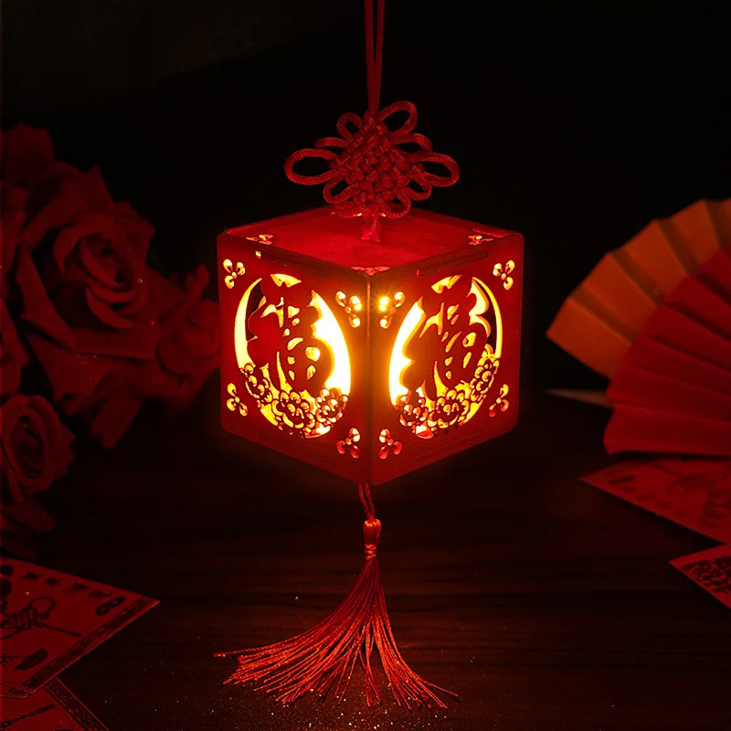 Vintage Drewniana Latarnia LED DIY Rękodzieło dla Dzieci Dekoracja na Święto Środka Jesieni Hurtownia Zabawki na Nocny Rynek