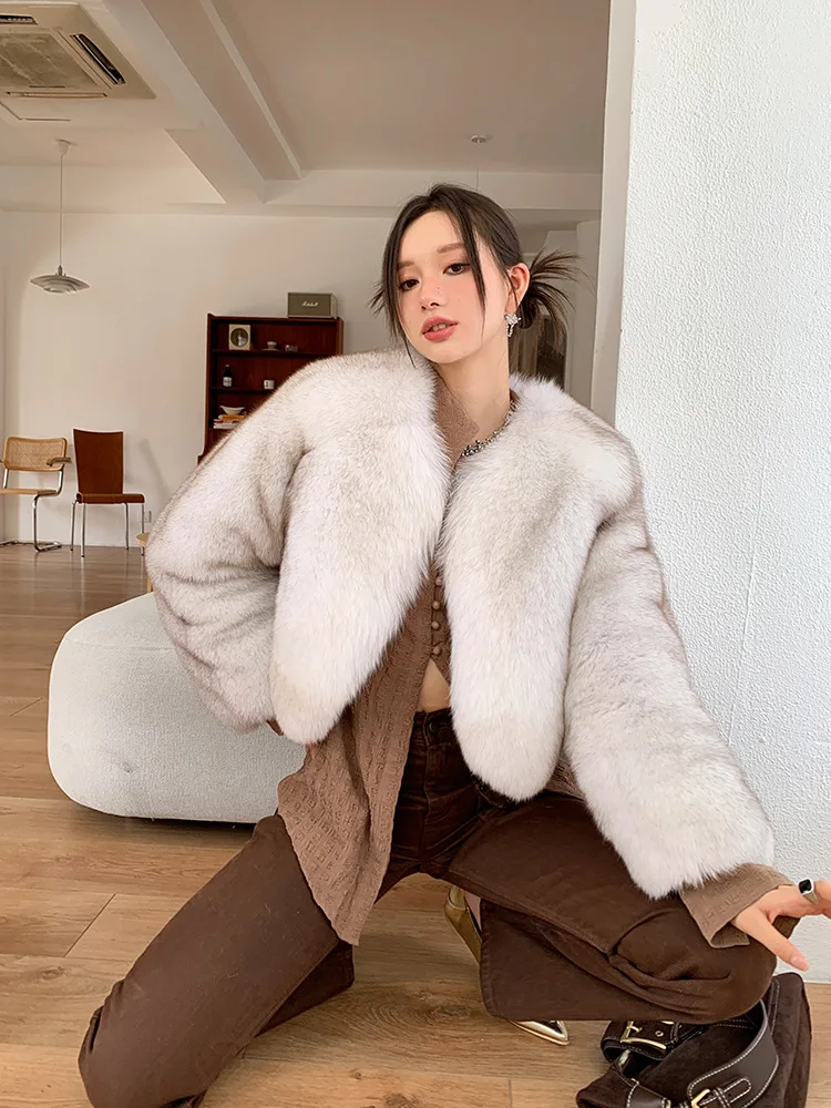 Autumn and Winter Fox Fur Coat Women\'s Thickened Short Fashion Imitation Fur Coat Lazy Wind Hairy Coat