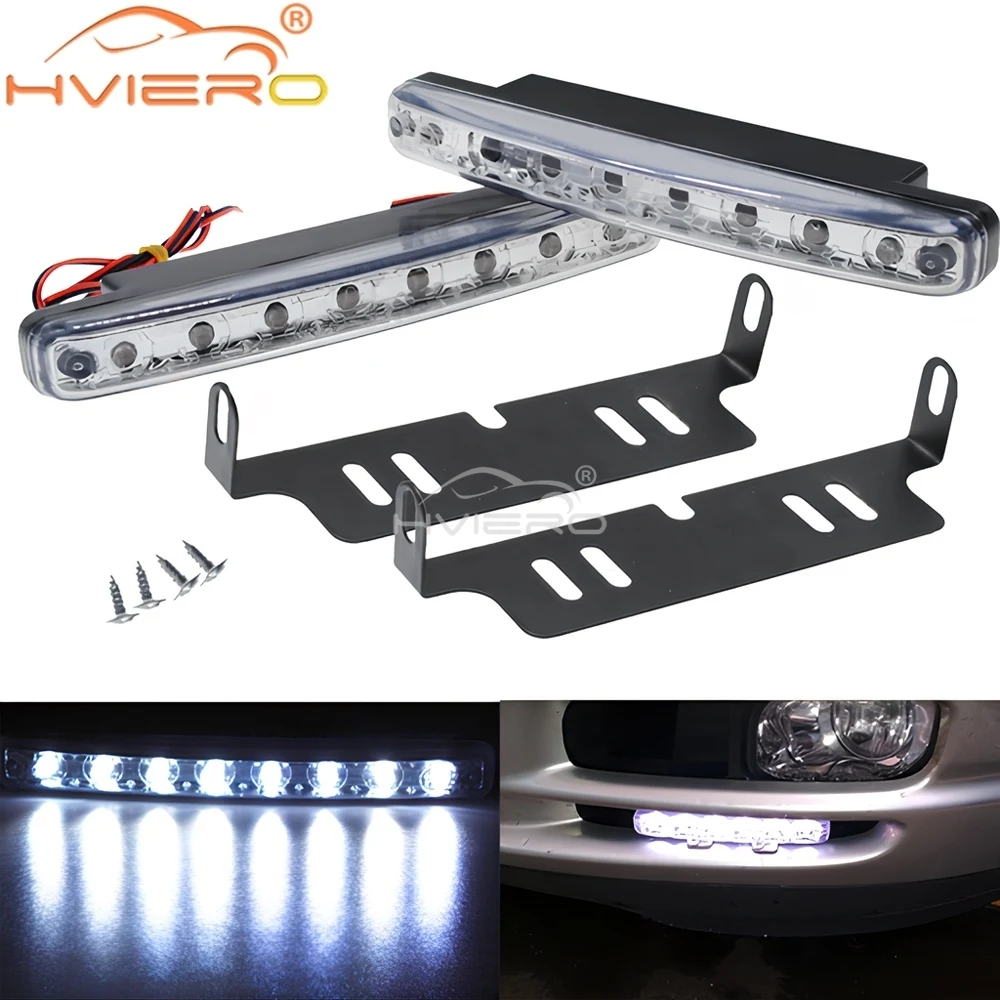Soczewka do kierunkowskazów samochodowych, świateł do jazdy dziennej (DRL), 8 LED, biała, 12V 24V, oświetlenie reflektorów, bardzo jasna żarówka do postojowych świateł, przeciwmgielna, do bagażnika, lampa dziennej jazdy.