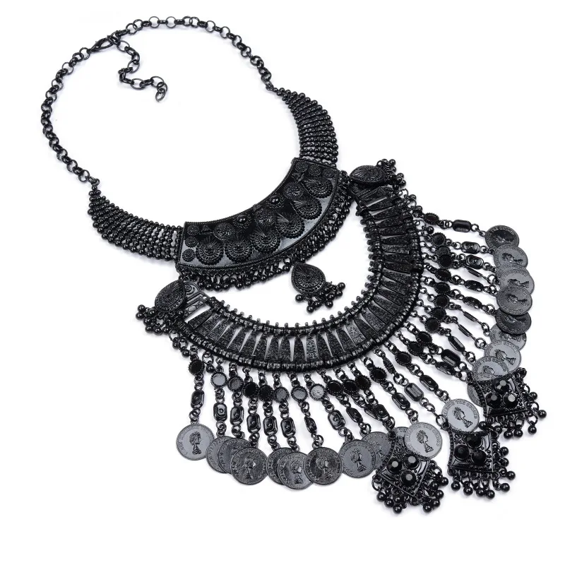 LZHLQ Women Necklace Vintage Statement Necklaces Pendants Bohemia Tassels Jewelry Accessories