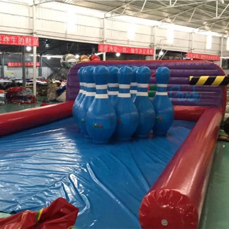 Customized Size Inflatable Human Bowling Lane With Bowling Pins Set For Indoor Game