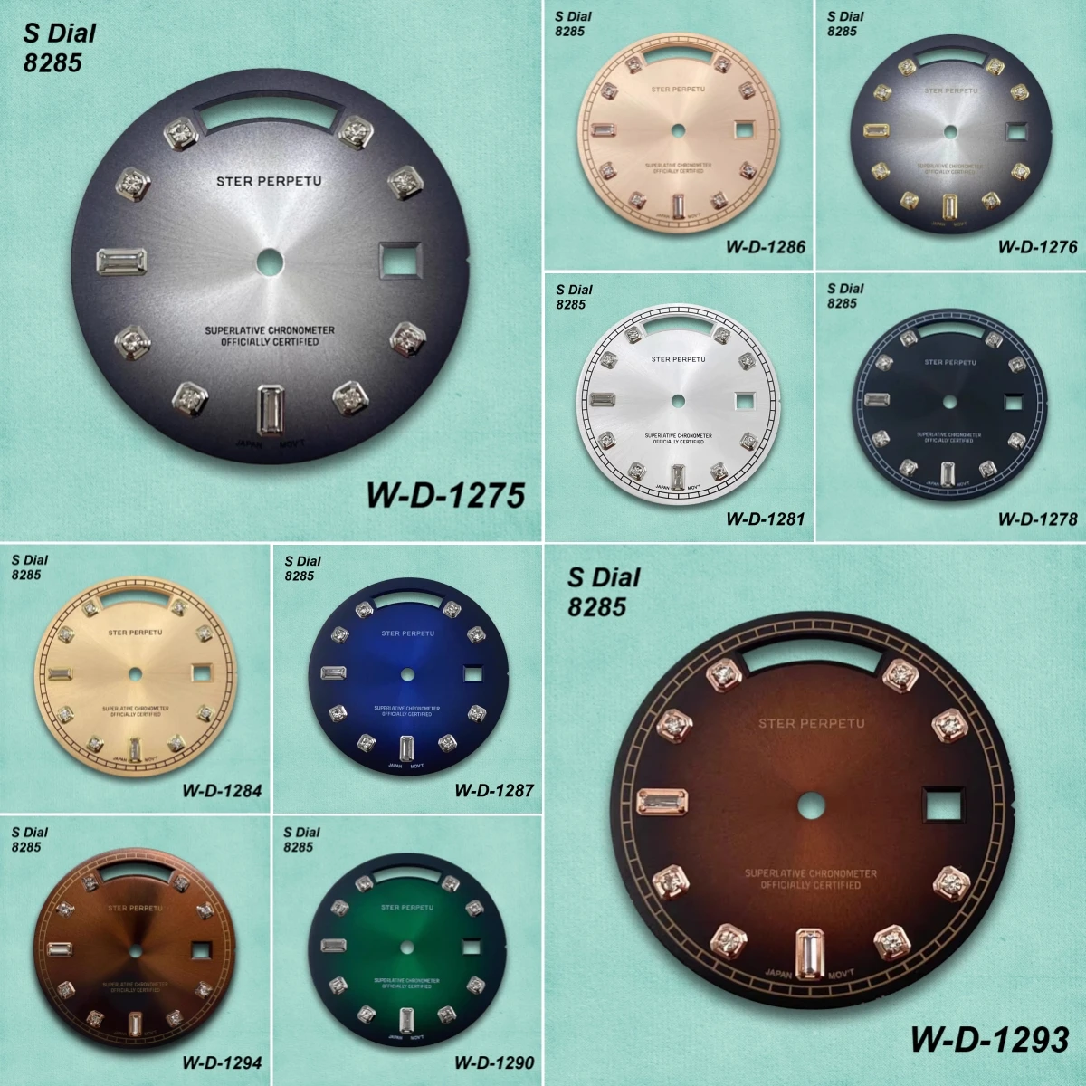 31mm Day And Date Diamond S Dial For 8285 Movement High-Quality Sunburst Watch Parts Watch Modification Accessories