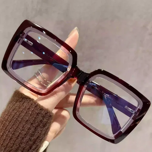 Imagen 2 del producto CLLOIO, gafas cuadradas antiluz azul con montura grande, gafas de lectura ópticas de calle a la moda, gafas para miopía personalizadas para mujer