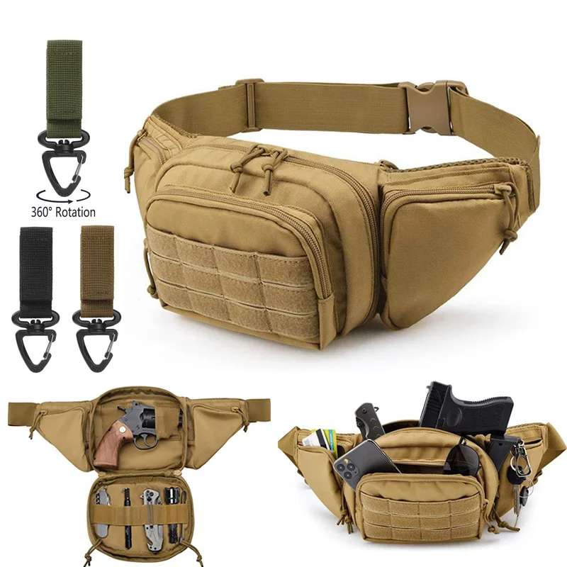 Tactical Pistol Bag Chest Waist Pack Handgun Bag Holster Gun Gun Fanny Pack with Magazine Pouch Webbing Buckle Keychain