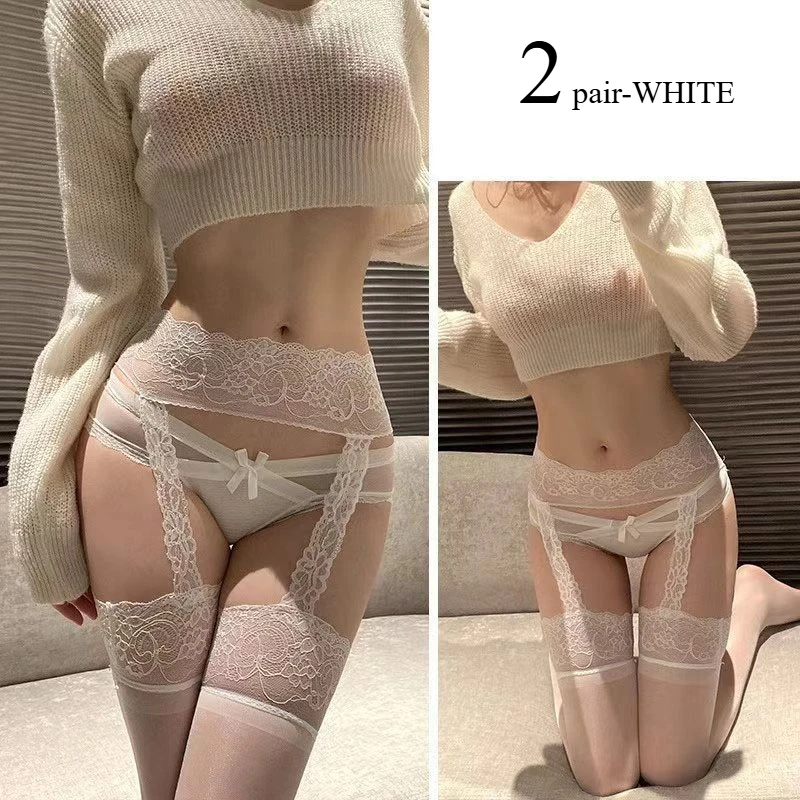 1/2/3 Paar neue oberschenkelhohe Nylonstrümpfe, Cosplay-Dessous, Strumpfgürtel, lange Strümpfe für Damen, ultradünne transparente Strumpfhosen – Detail 4