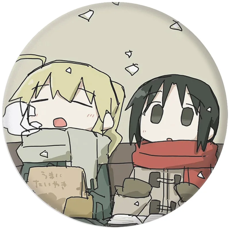 The Girl’S Last Tour Anime Pins Shoujo Shuumatsu Ryokou Cartoon Brooches Yuuri Chito Round Diy Creative Badge Accessories Gifts