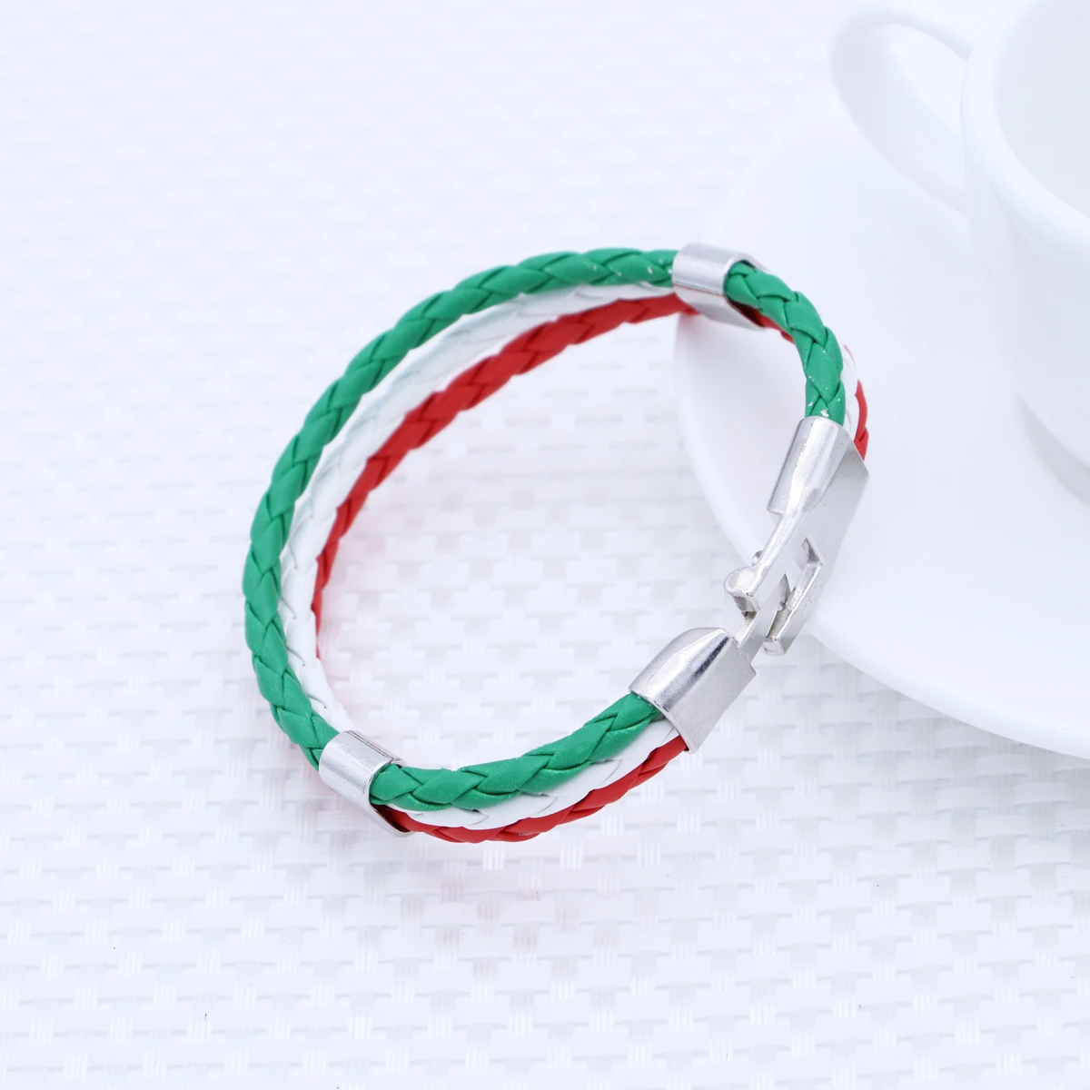 

National Flag Country Braided Rope Bracelet Alloy Bangle Wristband for Men and Women (Italy)