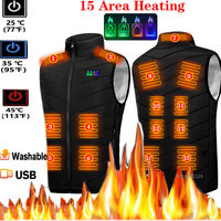 15/17 Areas Heated Vest Men USB Heating Vest Winter Electrical Heating Jacket Outdoor Hunting Waistcoat Hiking Plus Size 6XL