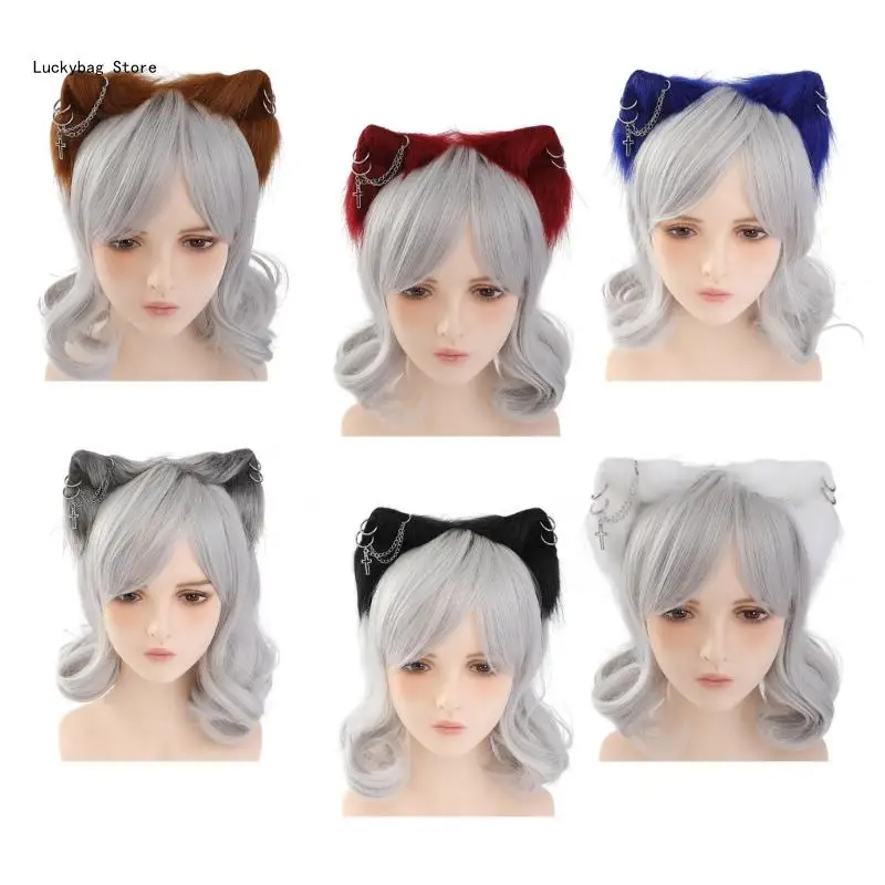 Handmade Cartoon Headbands Furry Wolf Kitten Headwear Ears Carnivals Party Toy