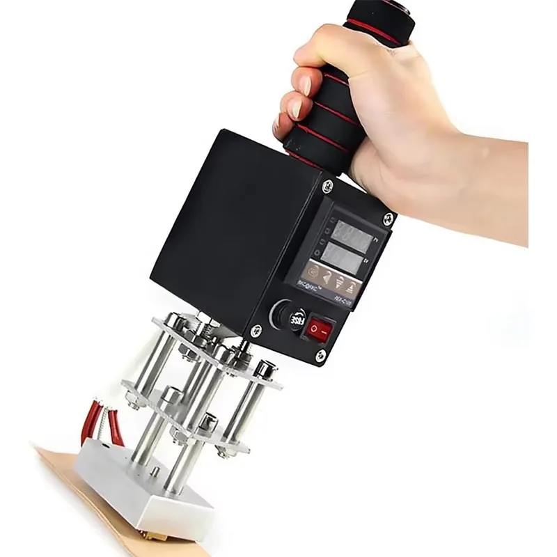 Small Digital Handheld Hot Foil Heat Press Machine Manual Leather Custom Logo Embossing Stamping Multi Plugs for Personalization