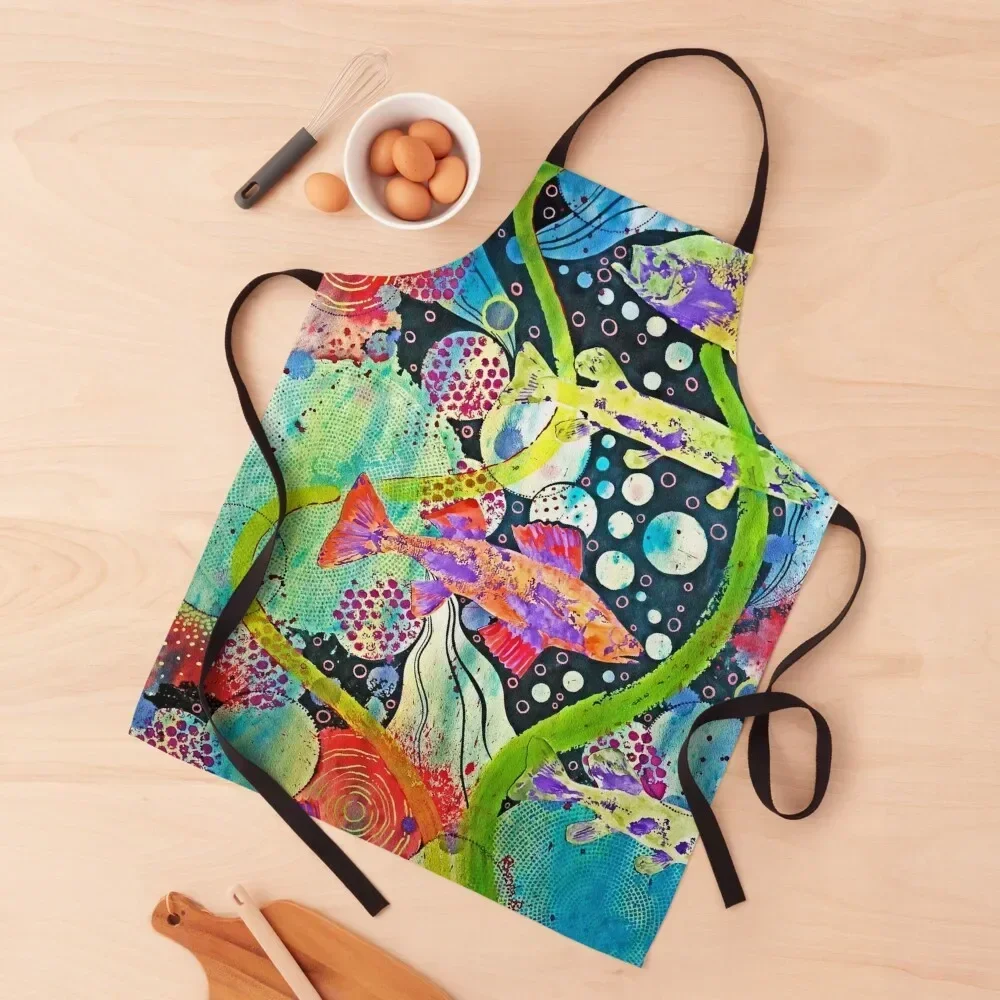 Here fishy fishy fishy Apron restaurant accessories kitchen girl beauty master Apron