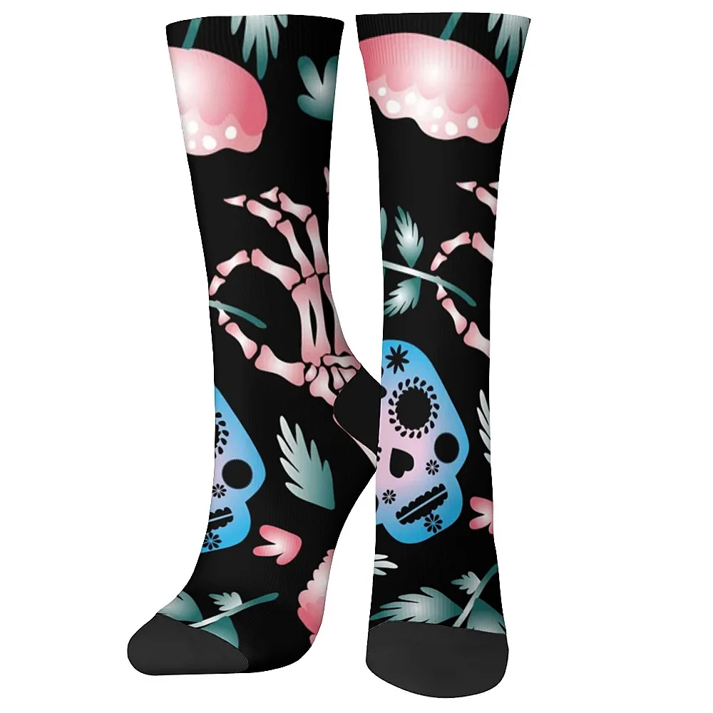 Meias de tubo médio versáteis com estampa de esqueleto, elegantes e fofas, estilo versátil, respiráveis e quentes, presente perfeito
