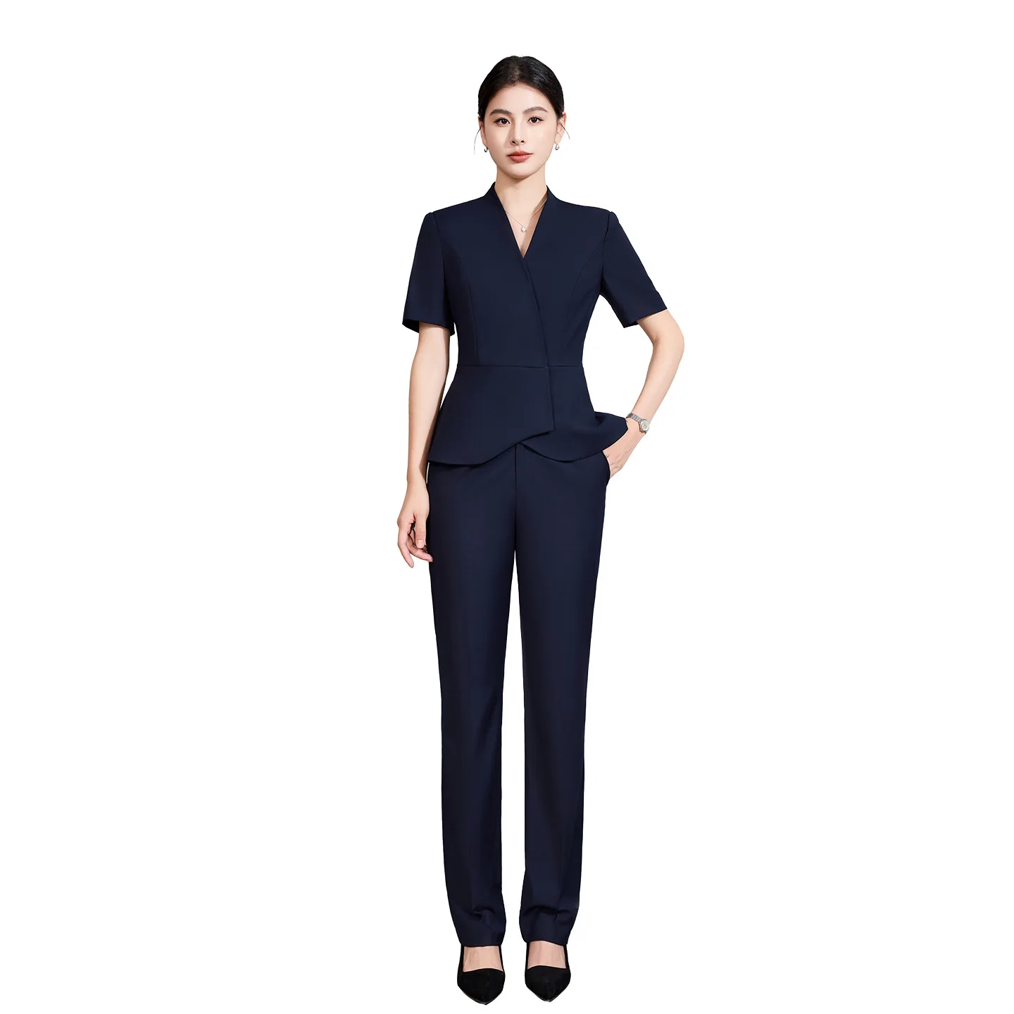 High-End Beauty Salon Short Sleeve Uniform Set for Women Spa Center Skin Management Beauty Therapist Elegant Business Casual