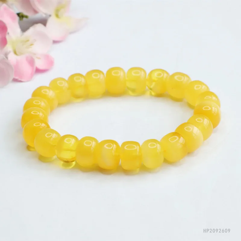 

11mm Natural Amber Bracelet Bangle Women Healing Gemstone Fine Jewelry Genuine Baltic Amber Old Barrel Style Beads Bracelets