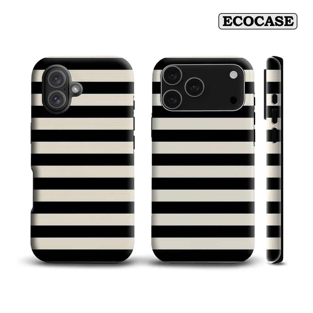 Zwart-wit verticale streep IPhone 17 Must-Haves telefoonhoesje voor IPhone 17 16 15 14 13 12 Pro Max Plus dubbellaagse achterkant