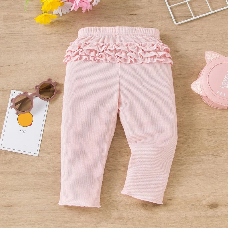 New Children\'s Pants Spring And Fall Girls Pants Baby Pink Lace Pants Cute Baby Pants 0-4y