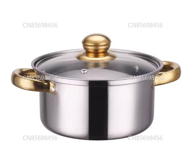 

Stainless Steel Kettle Set Pot Non-stick Pan 12-piece Set Gold-plated Handle Stainless Pots Set