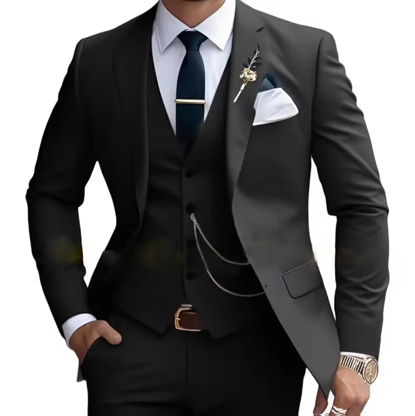 

Formal Men's Suit 3-Piece Suits Blazer Pants Vest Custom Wedding Tuxedo Slim Fit Groomsmen Full Set Banquet Groom Suits