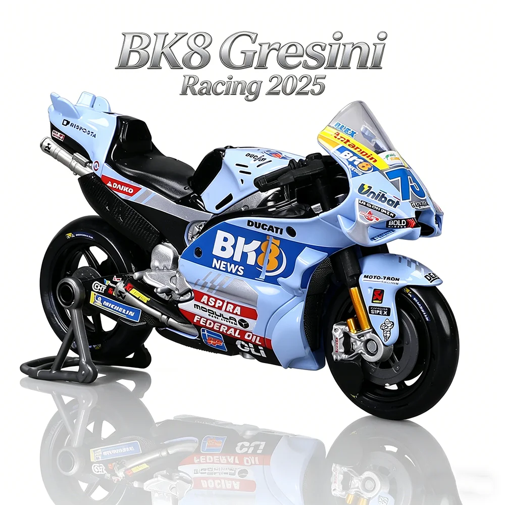Maisto 1:18 # 73 Alex Marquez # 54 Giannantonio 2025 BK8 Gresini Racing Moto GP Modelo de Motocicleta em Liga Fundida Colecionável Brinquedo de Presente