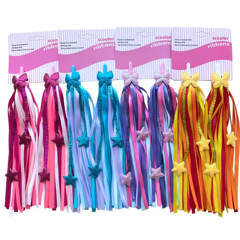 1Pair Children's bicycle handlebar streamers Bike Bicycle Cycling Tricycle Handlebar Stars Butterflies Tassels