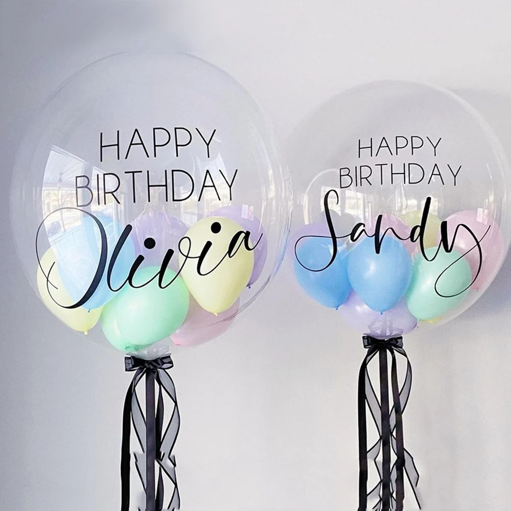 2/1Pc 18/24/36inch Bubble Balloon z niestandardową naklejką z imieniem Personalizowana naklejka na wesele Urodziny Baby Shower Party Dekoracje