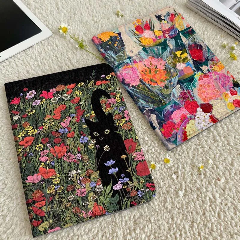 

Cartoon Black Cat Flowers Tablet Case For Xiaomi Redmi Mini Pad SE K 2 4 5 6 7 8 2023 2025 11 8.8 11.2 10.1 Pro Gift