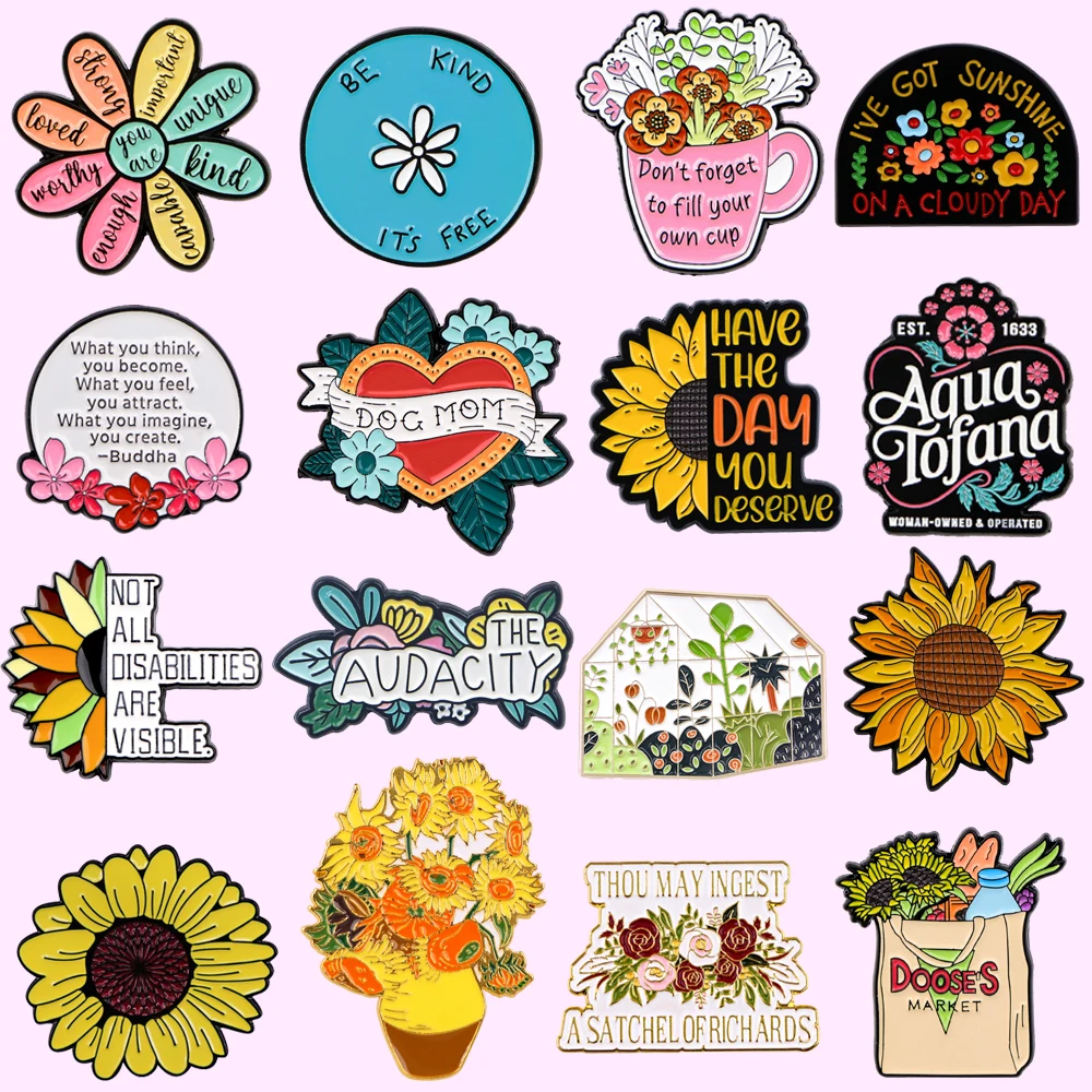 

Beautiful Flowers Jewelry Pins for Backpacks Lapel Enamel Pins and Brooches for Woman Men Bags Badge Friend Kids for Gifts