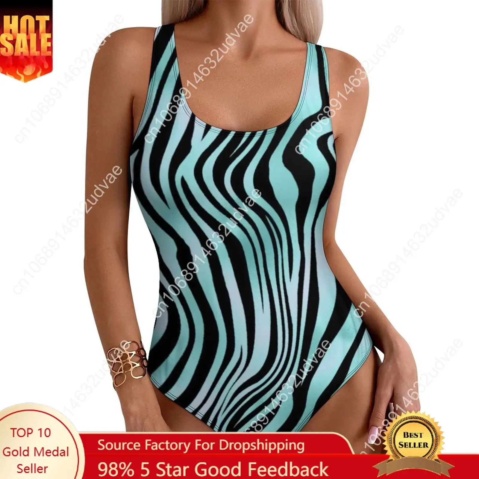 

Zebra Stripe Turquoise Teal Swimsuit Animal Swimwear One Piece Holiday Swimsuits Cut Out Monokini Ladies Push Up Sexy Beachwear