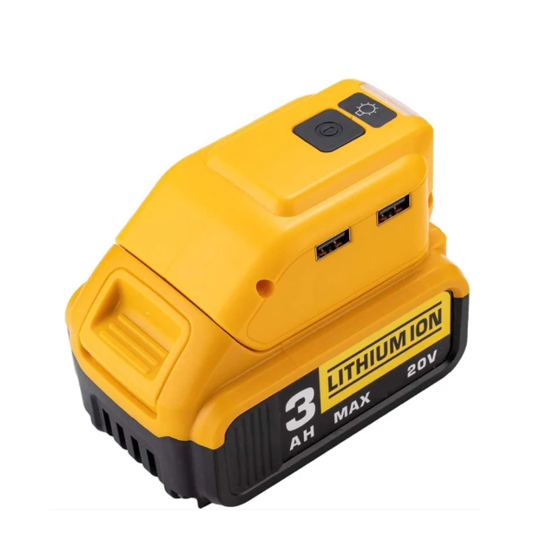 Adattatore batteria DCB090 per batteria esterna Dewalt 18V 20V con doppia luce di lavoro a LED di ricambio originale USB Type-C DC