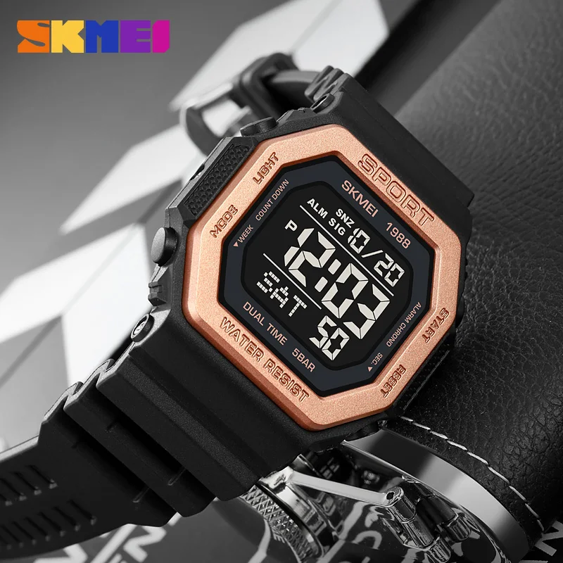 

SKMEI Men Military Countdown Digital Watches Back Light Display Chrono Sport Wristwatch 5Bar Waterproof Alarm Clock reloj hombre