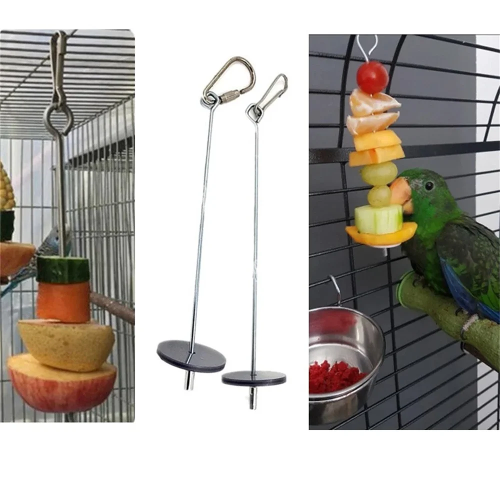 Birds Food Holder Foraging Toys Bird Feeders Parrot Toy Fork Bird Toy Stainless Steel Pet Parrot Bird Fruit Insert