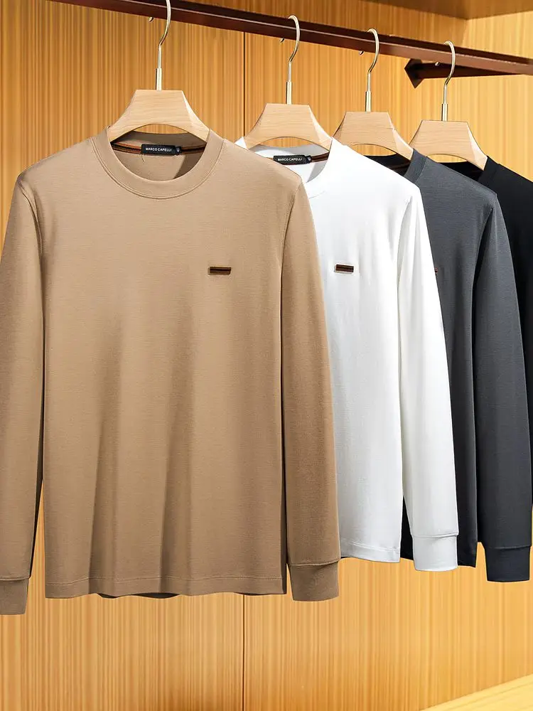 JSBD  In the spring and autumn to take the magic comfortable soft Modal long lint cotton men's crewneck long sleeve T-shirt base