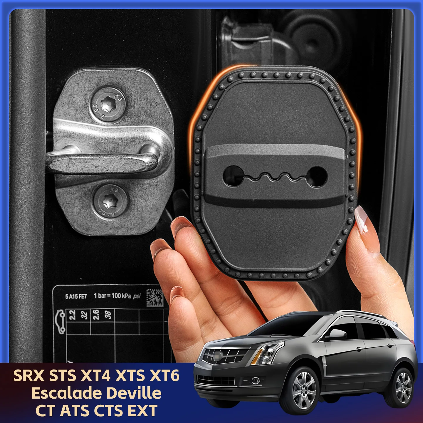 

2/4Pcs Silicone Car Door Lock Cover Protective Decoration Case For Cadillac SRX STS XT4 XTS XT6 Escalade Deville CT ATS CTS EXT