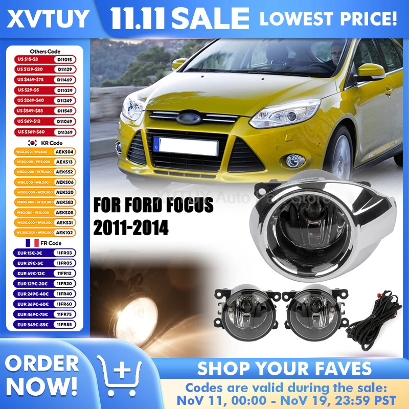 

Auto Accessories for Ford Focus Sedan 2011-2014 Front Fog Light Assembly Halogen Daytime Running Bumper Lamps Vehicle Supplies