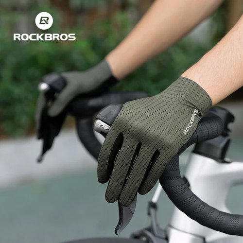 Guantes de ciclismo ROCKBROS antideslizantes para hombre y mujer, guantes para bicicleta de montaña y carretera, transpirables, para gimnasio, Fitness, pesca, bicicleta, carreras