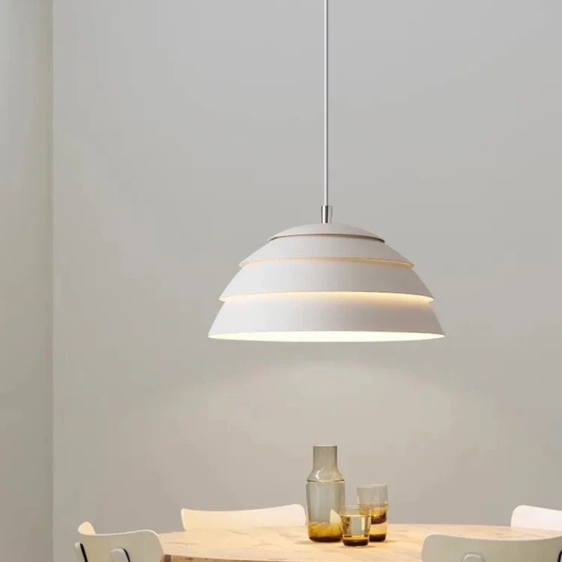 

Nordic Rotundity Multi-layer White Wrought Iron Pendant Lights Modern Simple Living Room Bedroom Kitchen Restaurant Hanging Lamp
