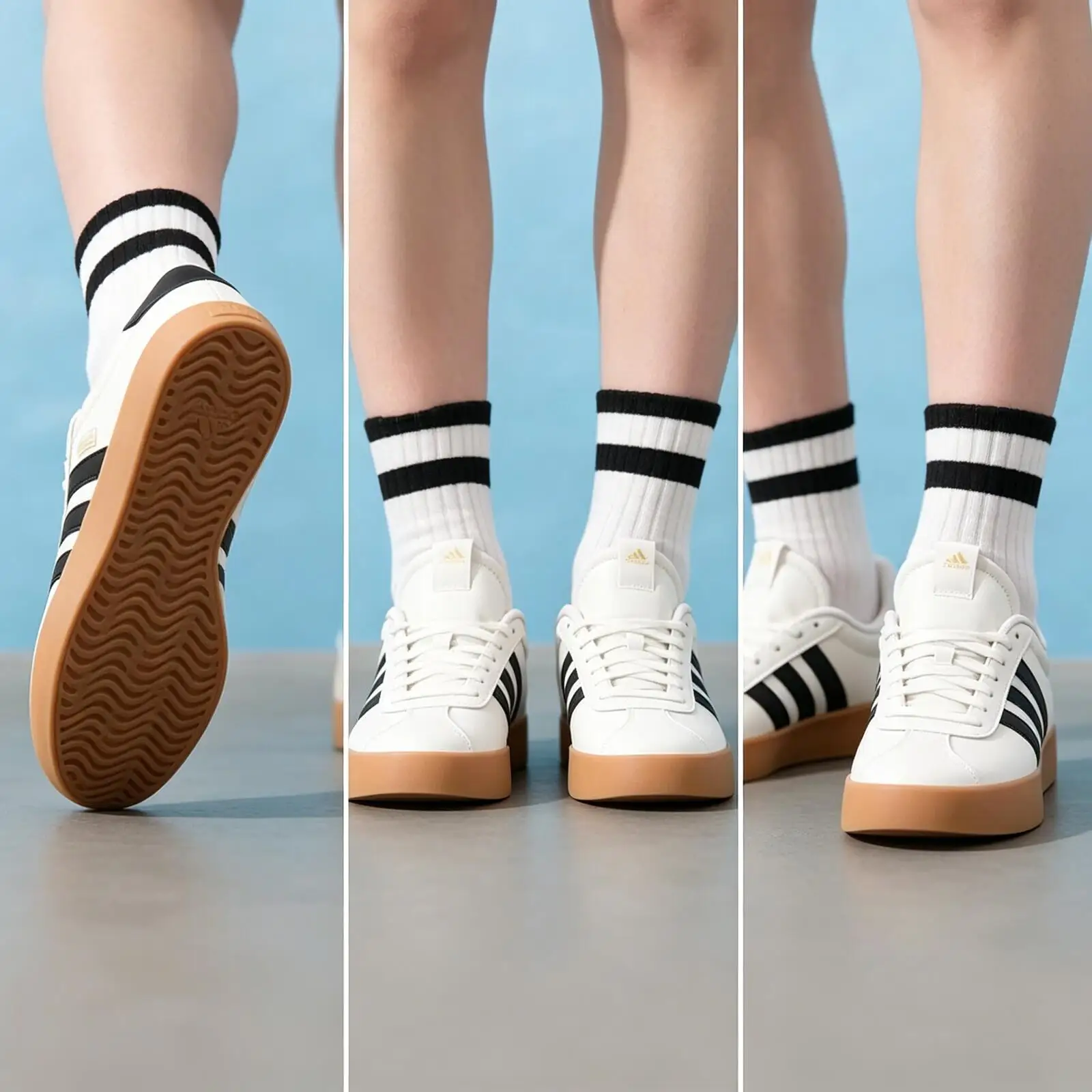 ADIDAS Zapatillas informales de skate de cuero con tres rayas y suela de goma negra, color blanco, de alta calidad, populares, para hombre y mujer IH6574