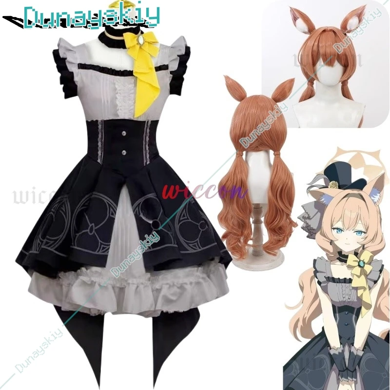 

Anime Game Blue Archive Iochi Mari Cosplay Costume Women Girl Dress Wig Headwear Full Set Dress Necklace Carnival Costume