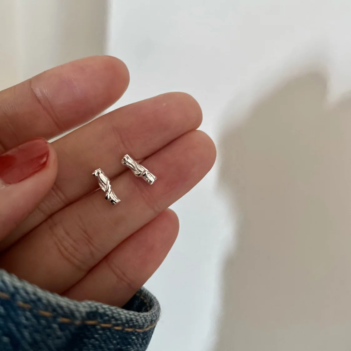 Silver 925 Earrings For Women Tree Branch Texture Stud Earrings For Girls Earrings Small Stud Earrings For Women