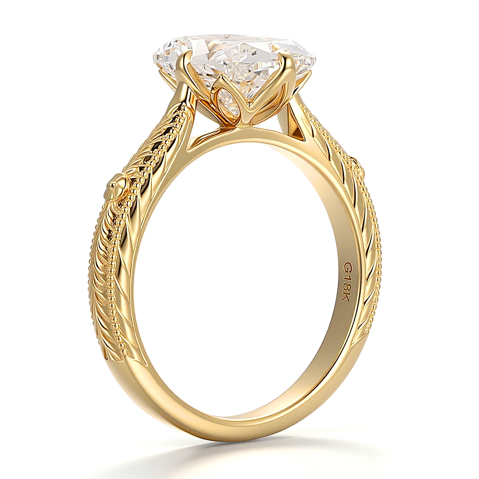 Provence Jewelry 18K Yellow Gold DEF Lab Diamond Ring with Radiant cut For Women Wedding Anniversary Birthday Gift view 4