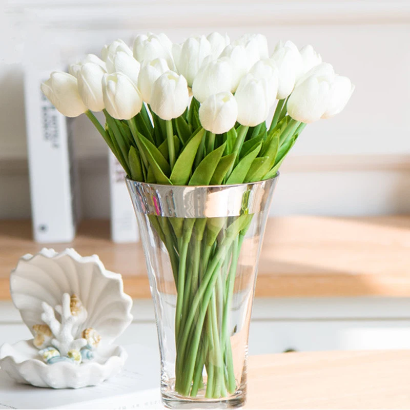 10/30pcs Tulip Artificial Flowers Real Touch Flowers Wedding Decor Simulation Bride Bouquets Pu Tulips for Home Party Vase Decor