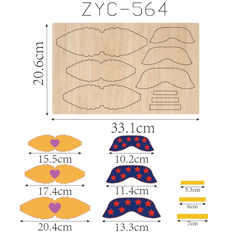 ZYC-564 bowknot Wooden Cutting Mold, Suitable for Die-Cutting Machines