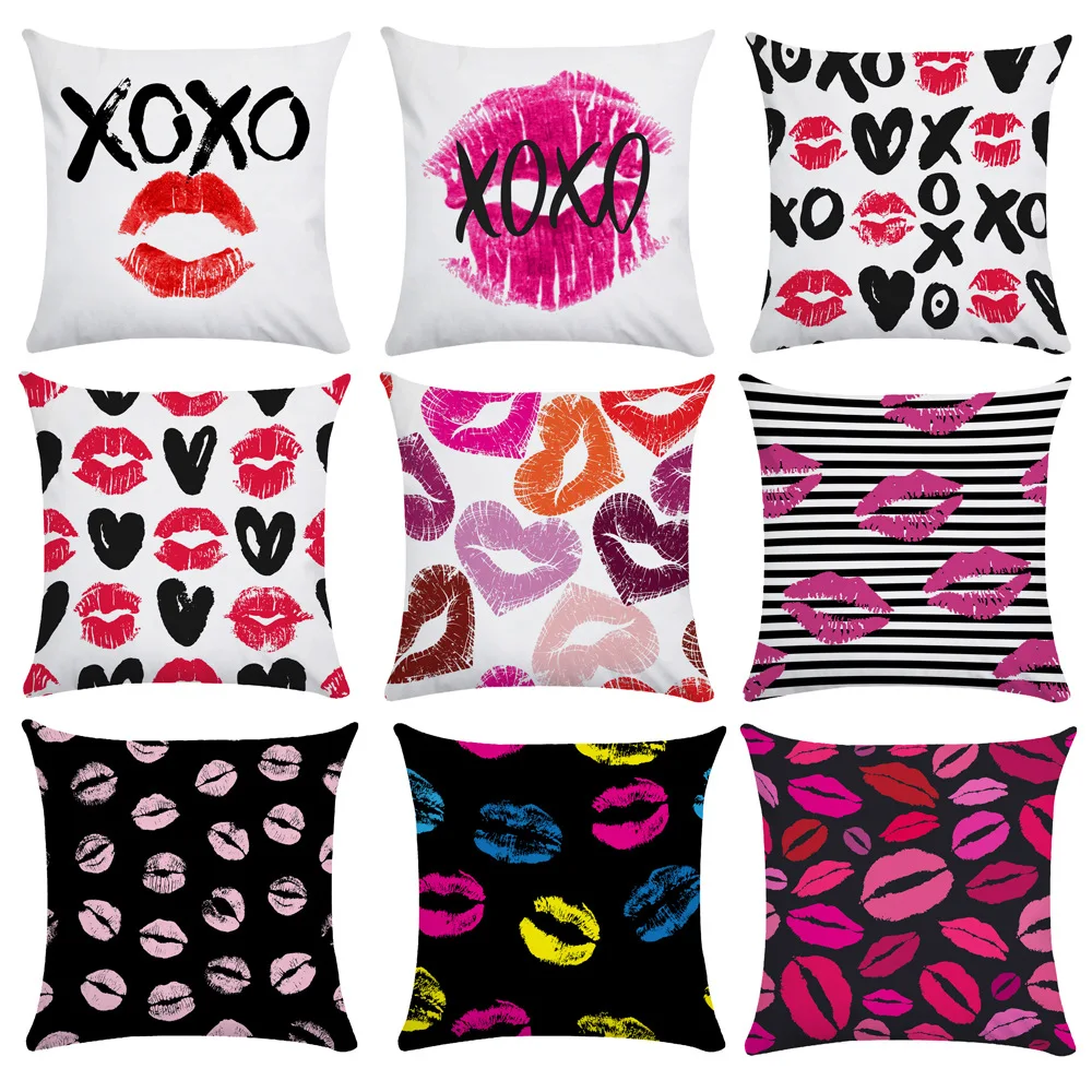 

Love Red Lips Pillow Covers Decorative Super Soft Bed Sofa Pillows Case for Girls Room Aesthetics Pillowcases for Pillows 45x45