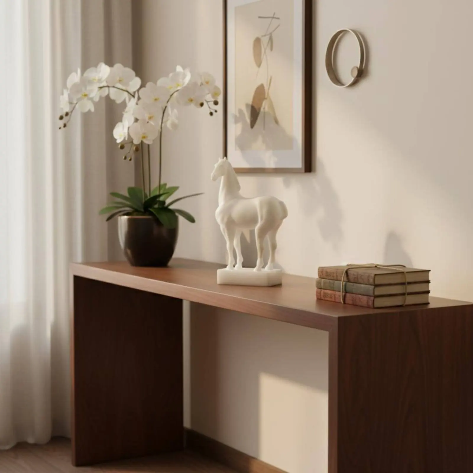 

Horse Statue Modern Minimalist Horse Figurine House Decoration Auspicious Fine Workmanship for Office, Cabinet
