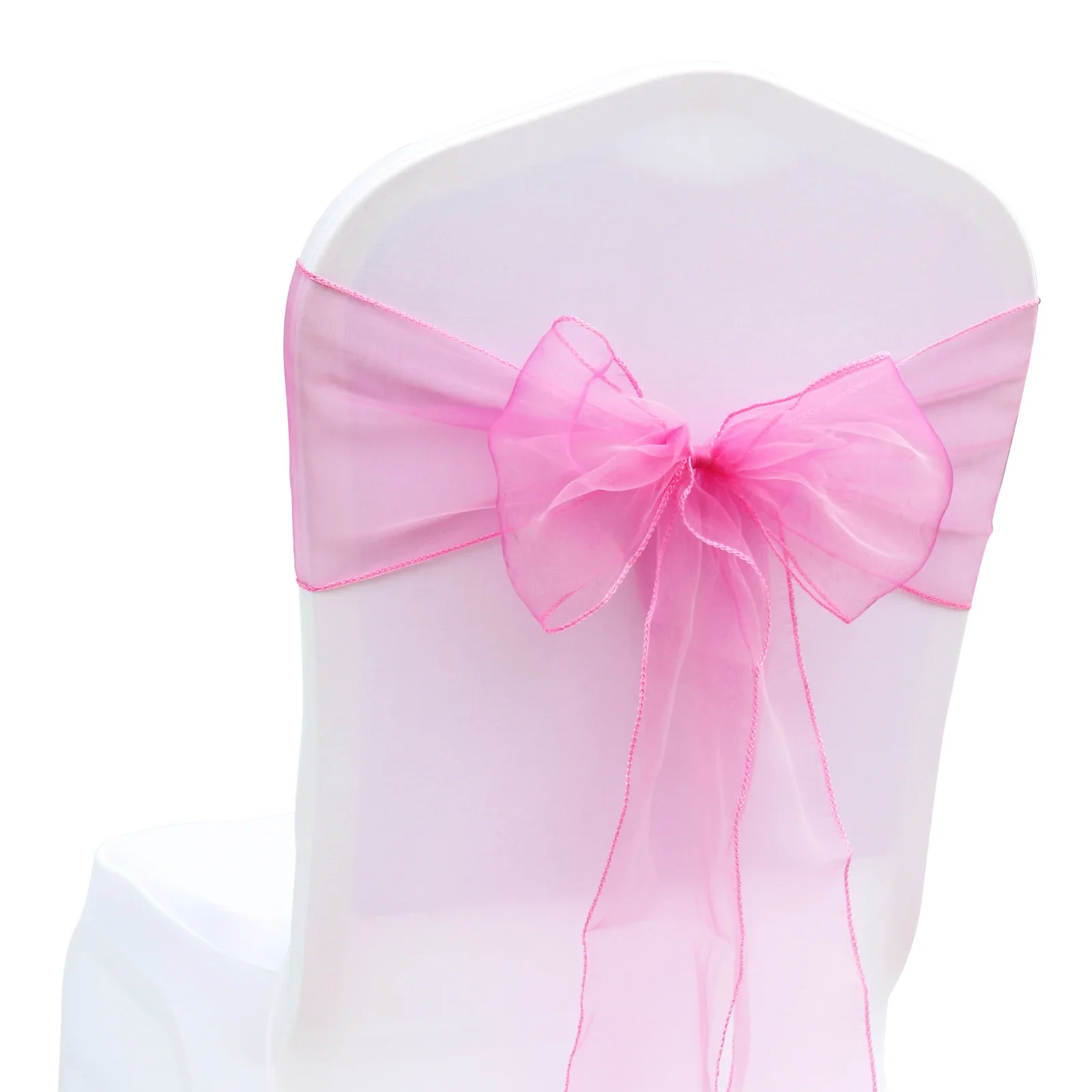 25Pcs Sheer Organza Chair Sashes Bow Cover Band Bridal Shower Chair Design Wedding Party Banquet Decoration